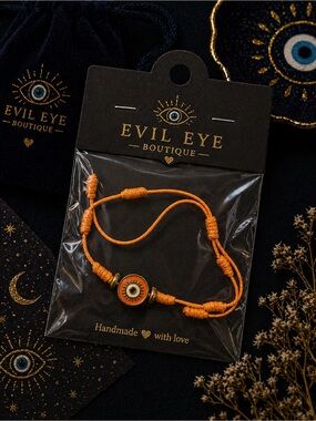 Evil Eye Boutique Orange Cord Evil Eye Bracelet